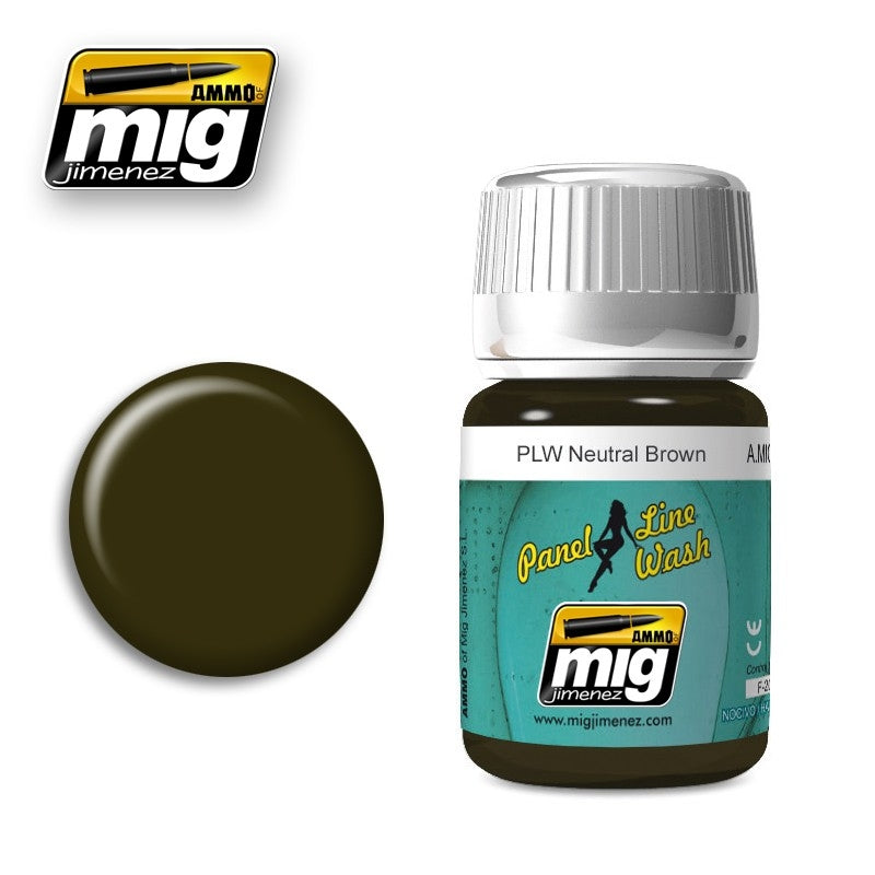 Mig Ammo Panel Line Wash Neutral Brown MIG PAINT, BRUSHES & SUPPLIES