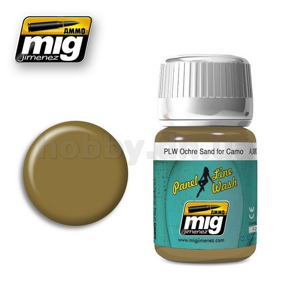 Mig Ammo Panel Line Wash Ochre For Sand Camo MIG PAINT, BRUSHES & SUPPLIES