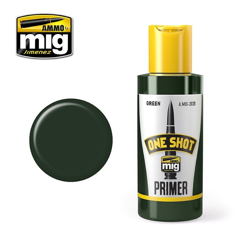 Mig Ammo One Shot Primer - Green MIG PAINT, BRUSHES & SUPPLIES
