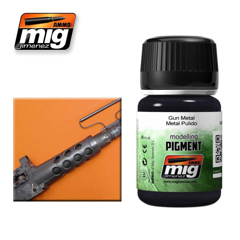 Mig Ammo Pigment Gun Metal MIG PAINT, BRUSHES & SUPPLIES