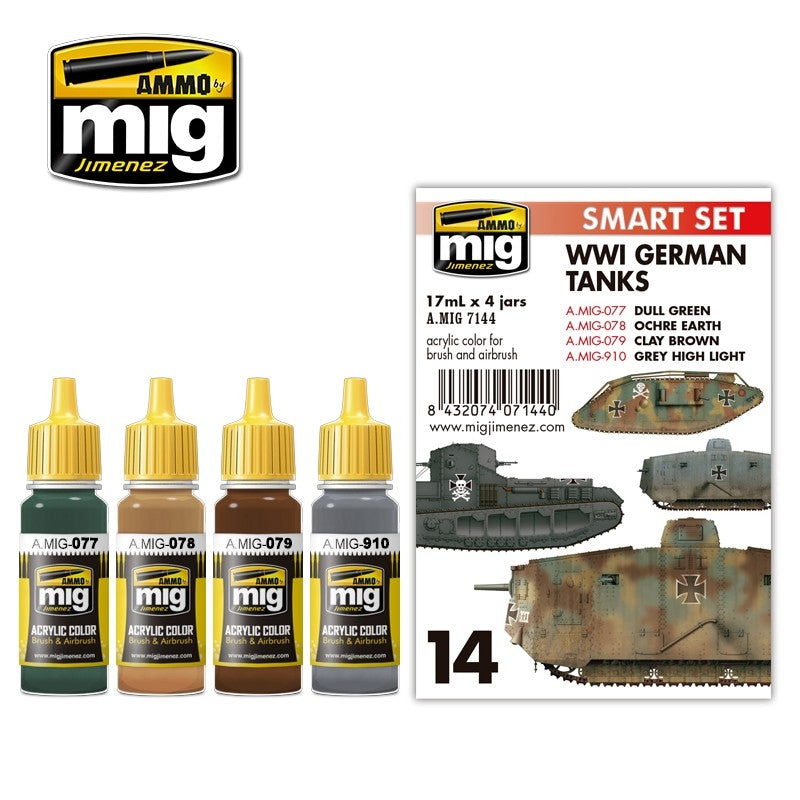 Mig Ammo Wwi German Tanks Colour Set MIG PAINT, BRUSHES & SUPPLIES
