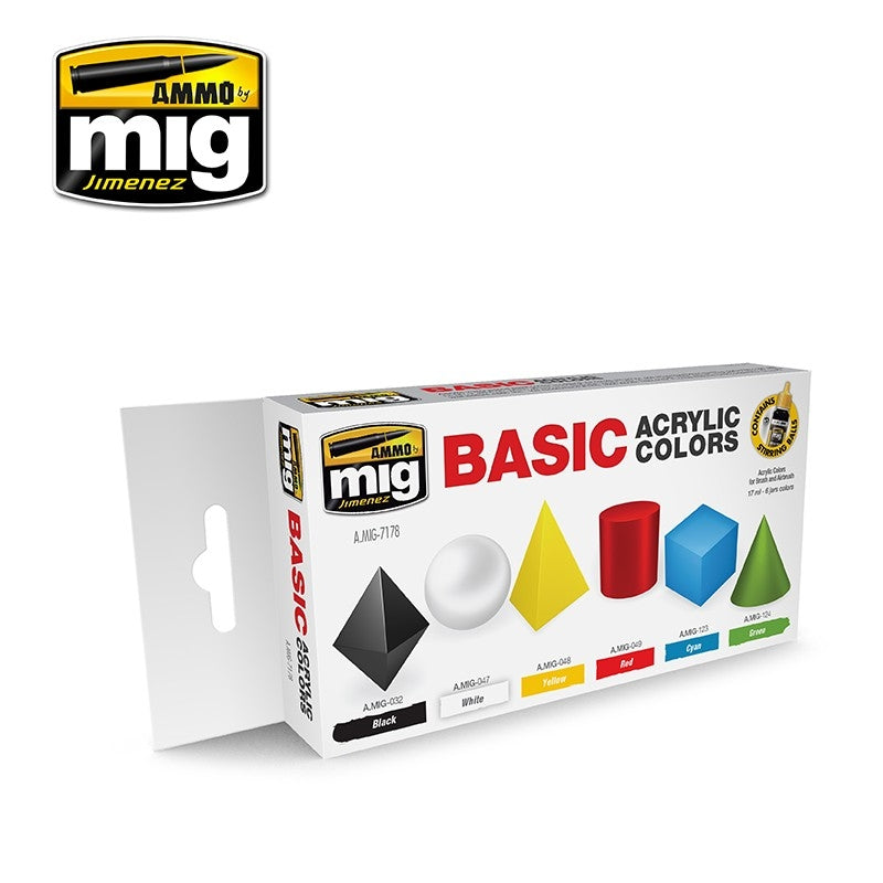 Mig Ammo Basic Acrylic Colors Set MIG PAINT, BRUSHES & SUPPLIES