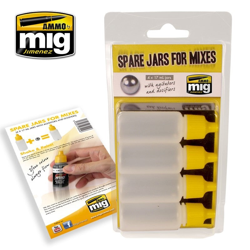 Mig Ammo Spare Jars For Mixes (4 X 17 ml) MIG PAINT, BRUSHES & SUPPLIES
