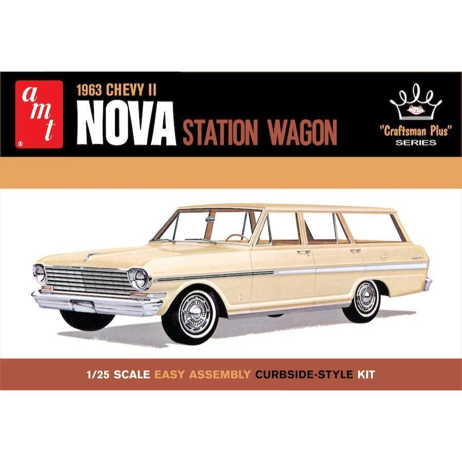 AMT 1/25 1963 Chevy II Nova Station Wagon Craftsman Plus Series Plastic Model Kit - Hobbytech Toys