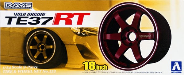 Aoshima 1/24 Rays Volk Racing Te37 Rt 18 Tire And Wheel Set Aoshima PLASTIC MODELS