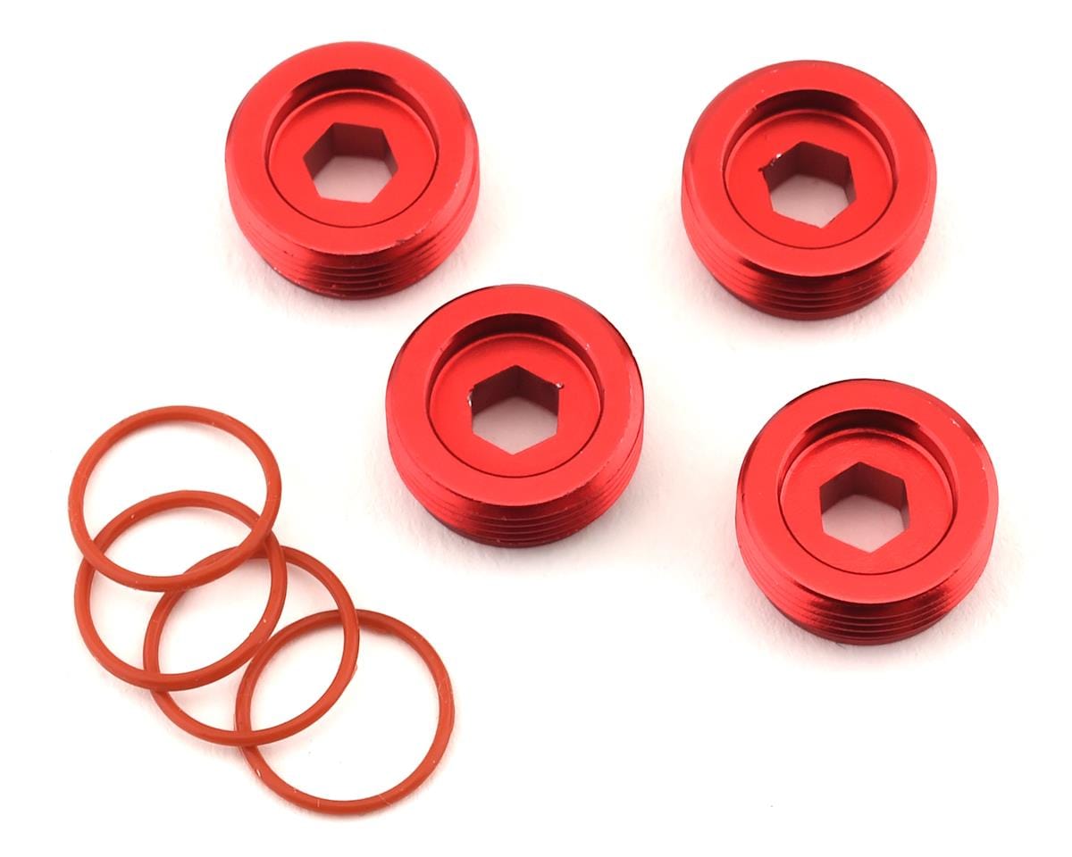 Arrma ARA320467 Aluminum Front Hub Nut Red (4pcs) inc O-Rings, AR320467 - Hobbytech Toys