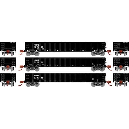 Athearn HO RTR 52ft Mill Gondola, NOKL (3) - Hobbytech Toys