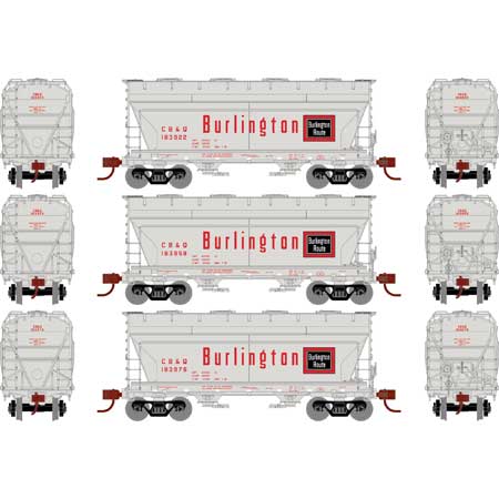 Athearn HO RTR ACF 2970 Cover Hopper, CB&Q (3) - Hobbytech Toys