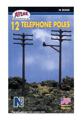 Atlas N Telephone Poles (12) Atlas MRR TRAINS - N SCALE