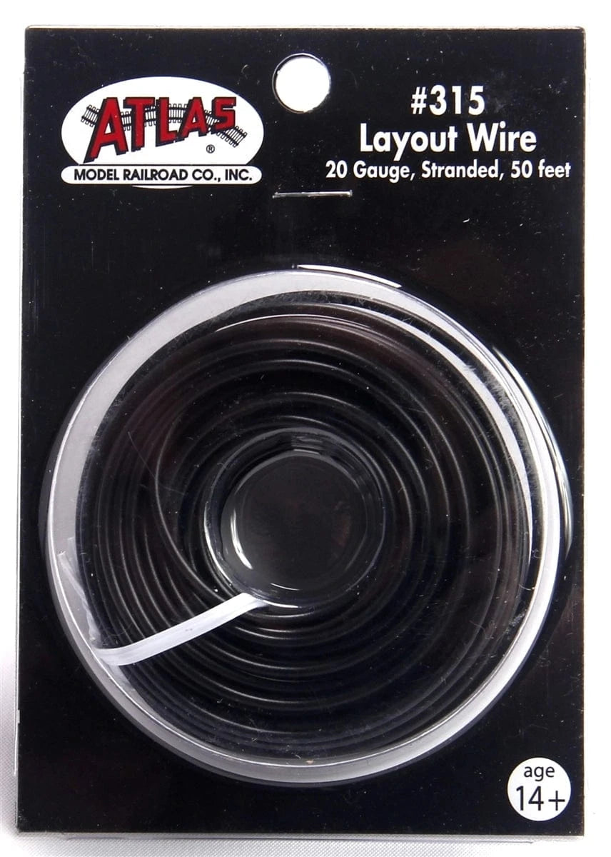 Atlas 315 Layout Wire - 50ft 15.2m - Black - Hobbytech Toys