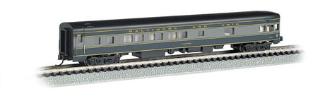 Bachmann 14353 N 85ft Smooth-Side Boat-Tail Observation w/Lighting - Ready to Run - Baltimore & Ohio (blue, gray, black) - Hobbytech Toys