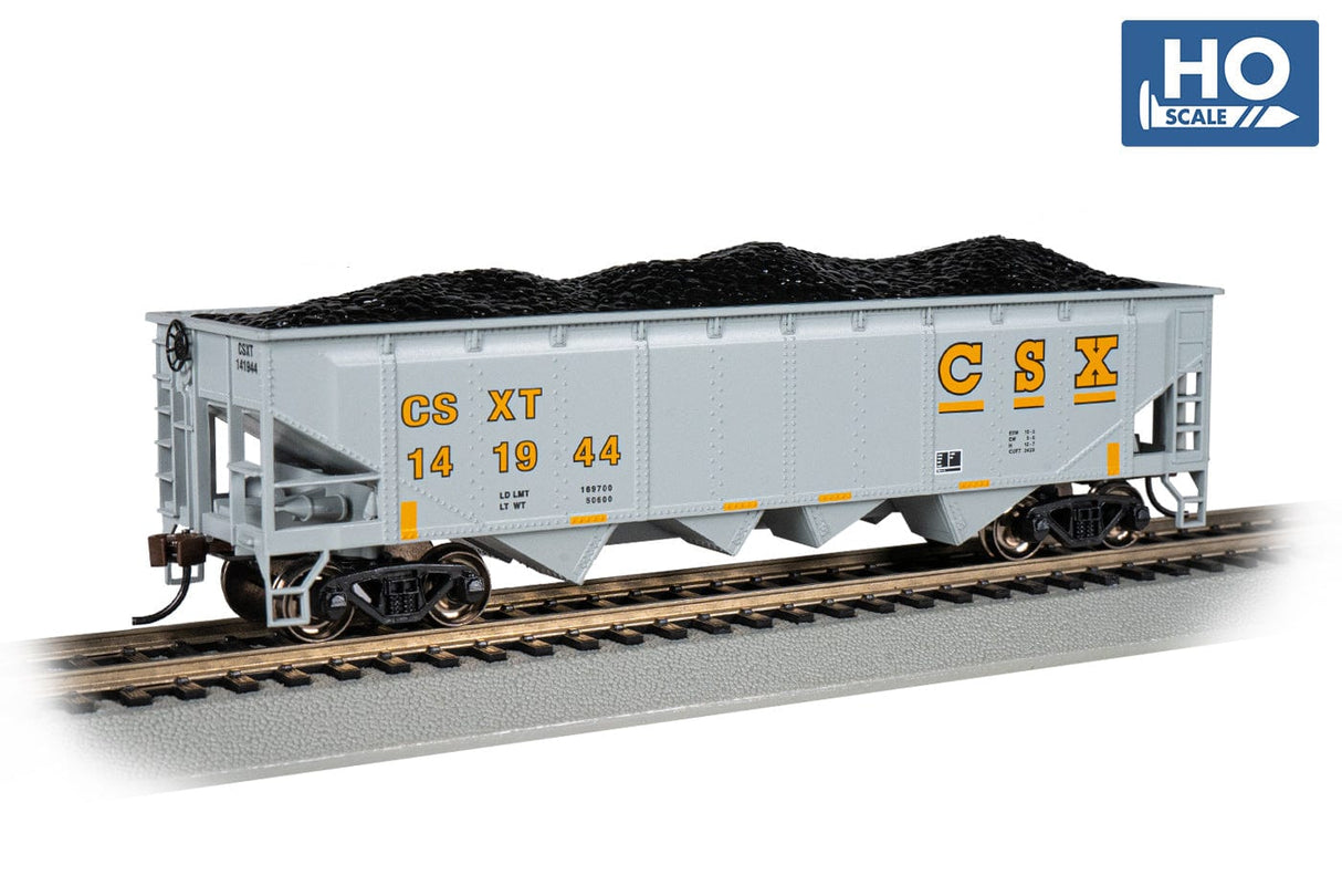 Bachmann 17615 HO 40ft Quad Hopper - Ready to Run - Silver Series(R) - CSX (gray, yellow) - Hobbytech Toys