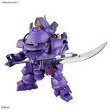 Detailed GUNDAM robot figure in striking purple color with futuristic design and combat-ready accessories.