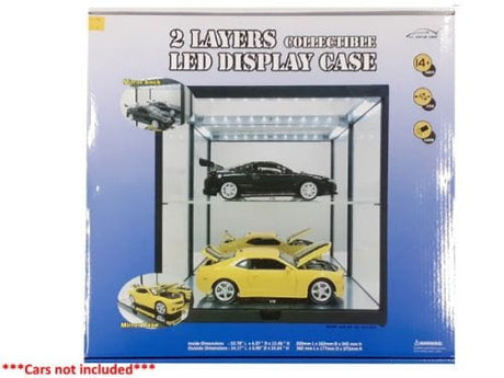 Black Mirrored 2 Layer Display Case w/LED Lights (USB Powered) NULL DIE-CAST MODELS