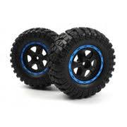 Blackzon Smyter Desert Wheels/Tires Assembled (Black/Blue) [BZ540184] - Hobbytech Toys