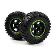 Blackzon Smyter Desert Wheels/Tires Assembled (Black/Green) [BZ540183] - Hobbytech Toys