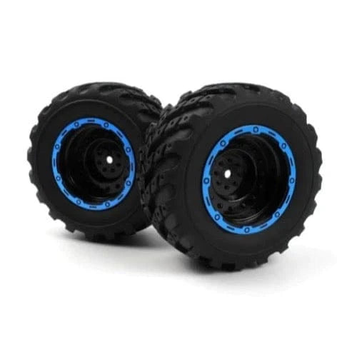 Blackzon Smyter MT Wheels/Tires Assembled (Black/Blue) [BZ540182] - Hobbytech Toys
