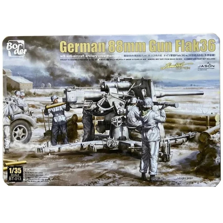 Border Model 1/35 88mm Gun Flak36 Anti-aircraft Artillery Plastic Model Kit [BT013] - Hobbytech Toys