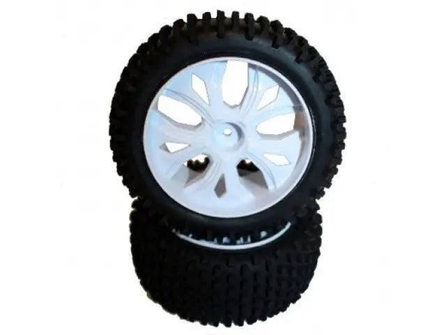 BSD BS701-002 Pre Mounted Buggy Front Tires White2 BSD Racing RC CARS - PARTS
