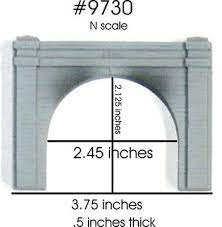 Chooch 9730 N Double Track Concrete Tunnel Portal 2-Pack - 3-3/4 x 3-29/32 9.3 x 9.7cm - Hobbytech Toys