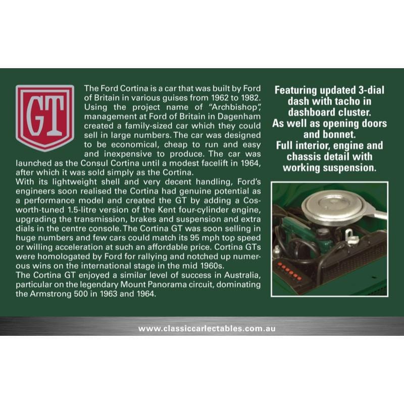 Classic Carlectables 18750 1/18 Ford Cortina GT Goodwood Green** Classic Carlectables DIE-CAST MODELS