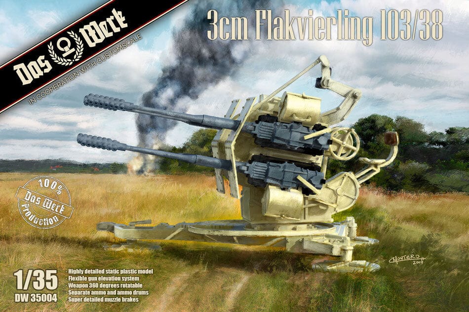 Daswerk 35004 1/35 3cm Flakvierling 103/38 Plastic Model Kit Das Werk PLASTIC MODELS