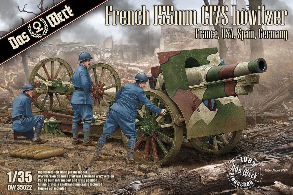 Daswerk 35022 1/35 French 155mm C17S howitzer Plastic Model Kit - Hobbytech Toys