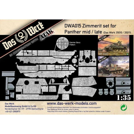 Daswerk A015 1/35 Zimmerit Set fÃ¼r Panther mid/late (DB pattern) Plastic Model Kit Das Werk PLASTIC MODELS