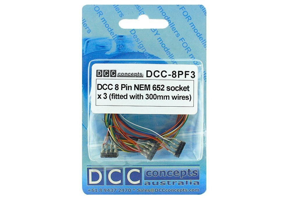 DCC Concepts Decoder Harness 8 Pin Female (200mm) (3 Pack) DCC Concepts TRAINS - DCC
