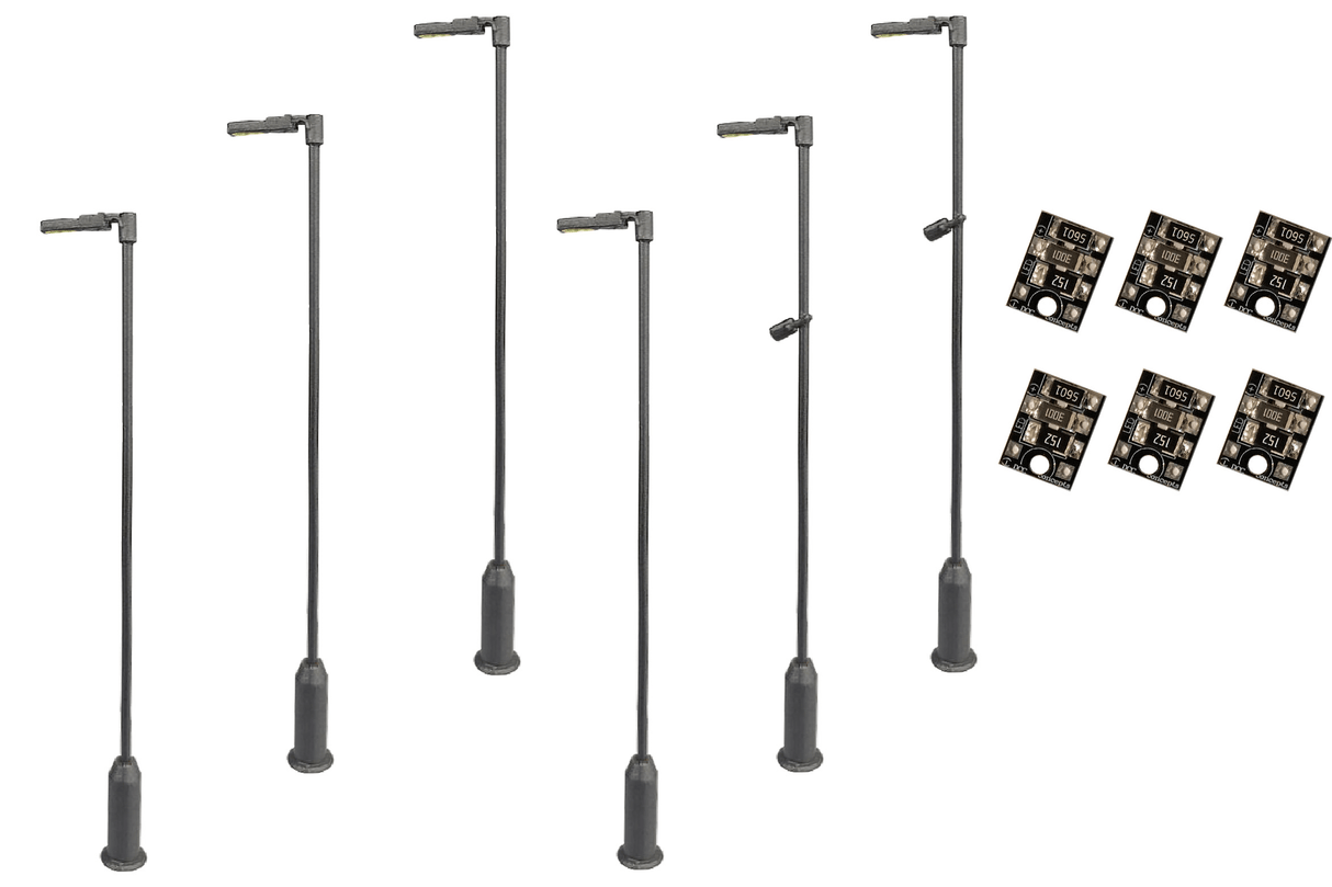 DCC Concepts 4mm Scale Modern Post Lamps Value Pack - Grey (6 pack) - LML-VPMSL - Hobbytech Toys