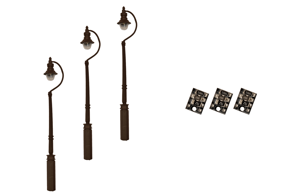 DCC Concepts 4mm Scale Swan-Neck Street/Platform Lamps - Black (3 pack) - LML-SSBK - Hobbytech Toys
