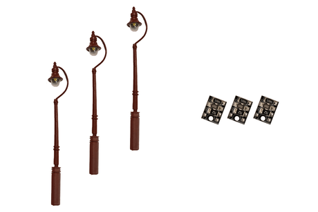 DCC Concepts 4mm Scale Swan-Neck Street/Platform Lamps - Maroon (3 pack) - LML-SSMR - Hobbytech Toys