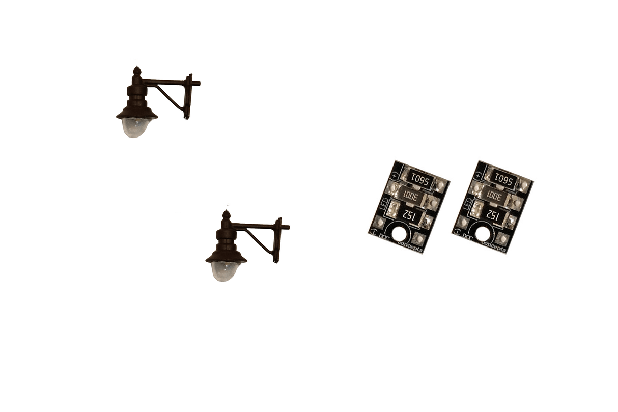 DCC Concepts 4mm Scale Swan-Neck Wall Lamps - Black (2 pack) - LML-SWBK - Hobbytech Toys