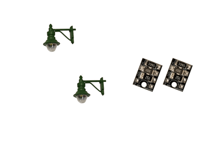 DCC Concepts 4mm Scale Swan-Neck Wall Lamps - Green (2 pack) - LML-SWGR - Hobbytech Toys
