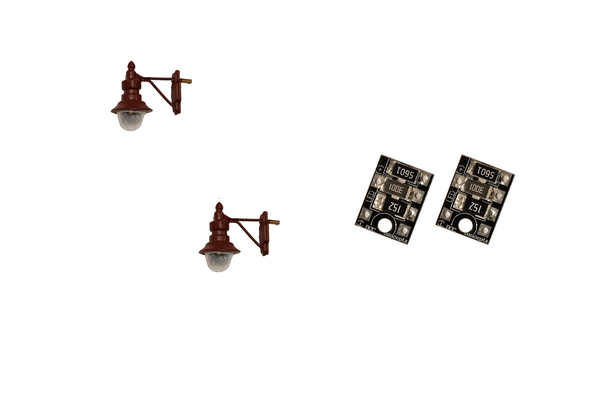 DCC Concepts 4mm Scale Swan-Neck Wall Lamps - Maroon (2 pack) - LML-SWMR - Hobbytech Toys