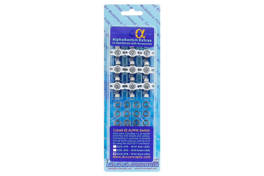DCC Concepts Cobalt Alpha Switch Add-On Pack - Blue (12 Pack) DCC Concepts TRAINS - DCC