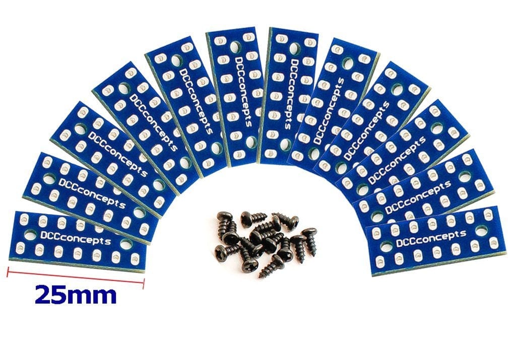 DCC Concepts Installation PCBS 25X10mm W/Screws (12 Pack) DCC Concepts TRAINS - DCC