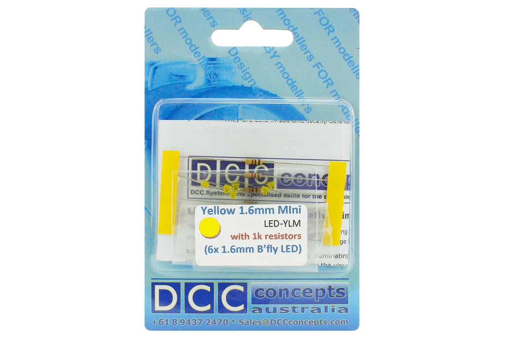 DCC Concepts Led Mini Butterfly Type 1.6mm (W/Resistors) Yellow (6) DCC Concepts TRAINS - DCC