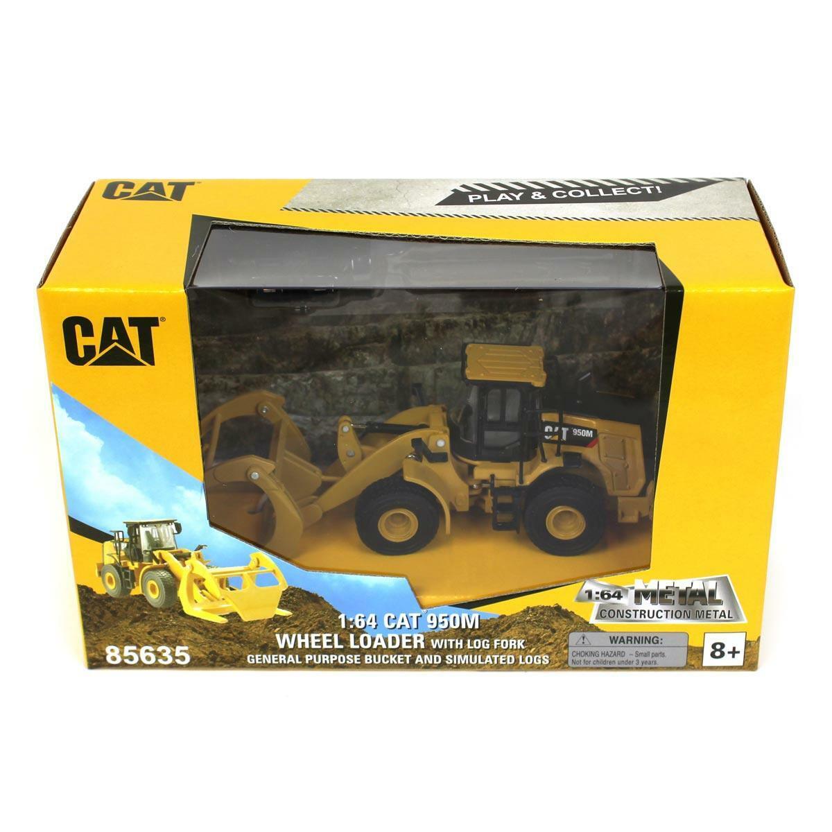Diecast Masters 1/64 CAT 950M Wheel Loader with Log Forks & Accessories - Hobbytech Toys