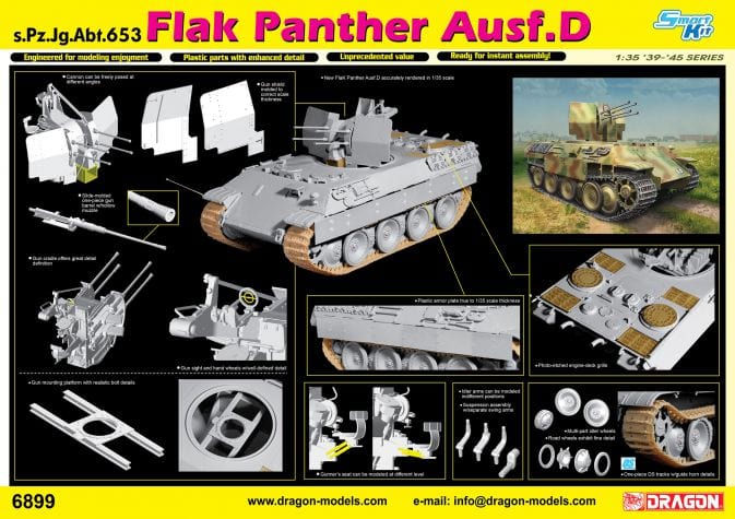 Dragon 6899 1/35 Flak Panther Ausf.D s.Pz.Jg.Abt.653 Plastic Model Kit Dragon Models PLASTIC MODELS