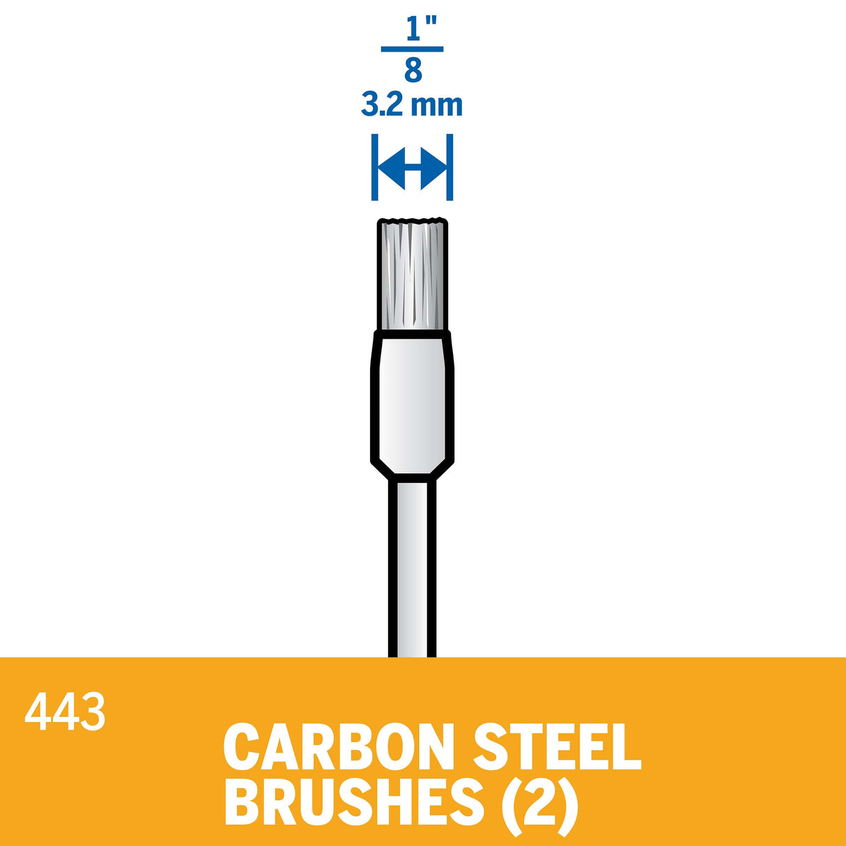 Dremel Carbon Steel Brush 3.2mm (443-2) - 2 Pack - Hobbytech Toys