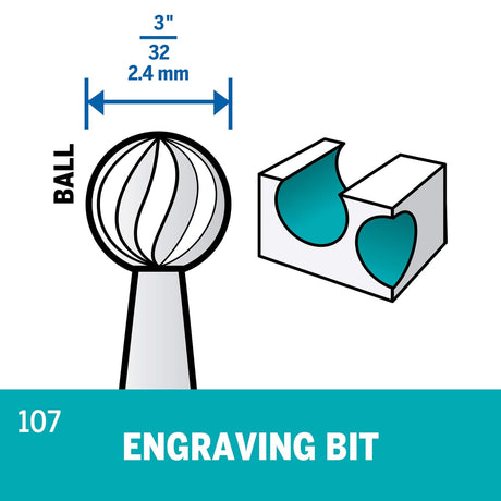 Dremel Engraving Cutter 2.4mm (107) - 2 Pack - Hobbytech Toys