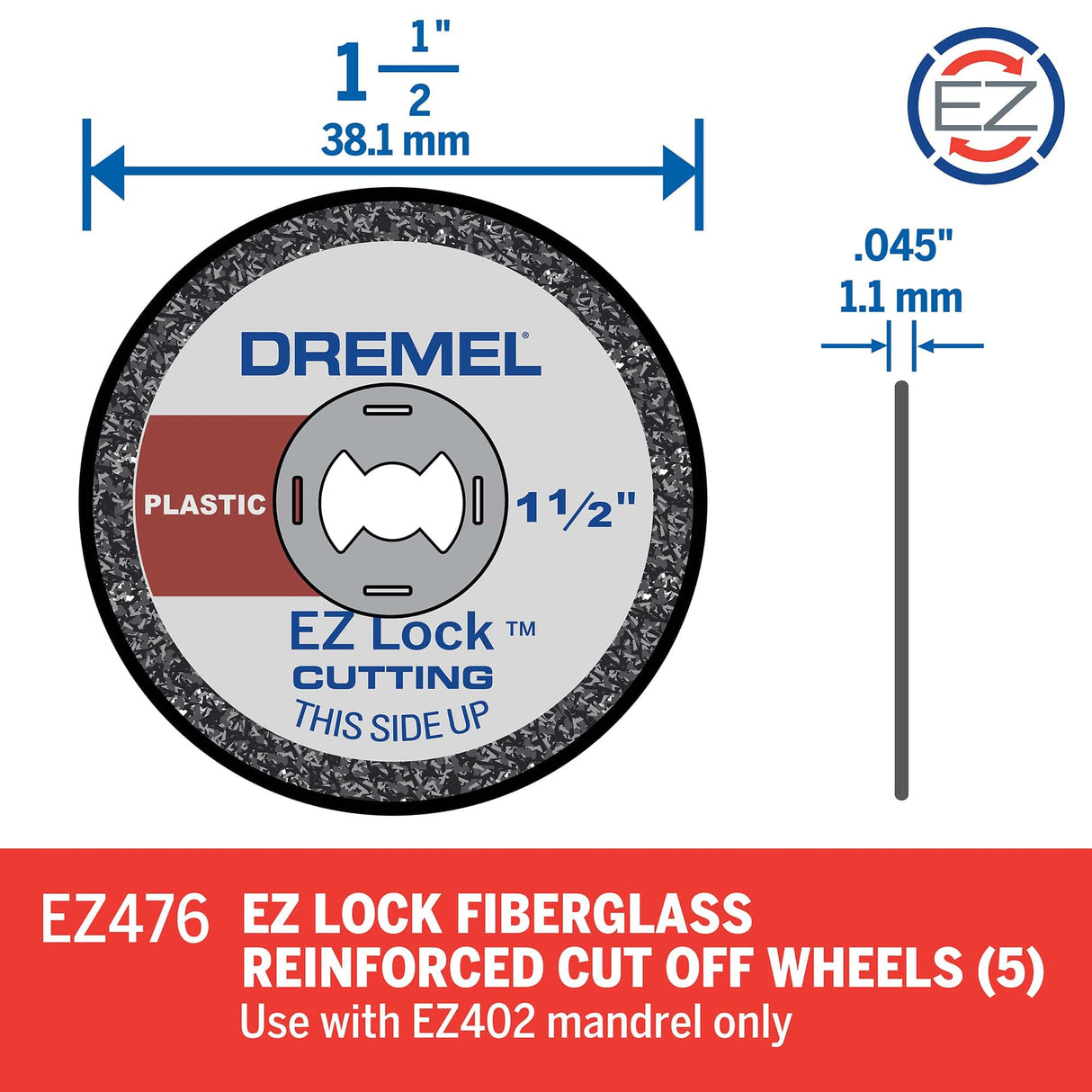 Dremel EZ Lock Plastic Cut Off Wheels 38mm (EZ476) - 5 Pack - Hobbytech Toys