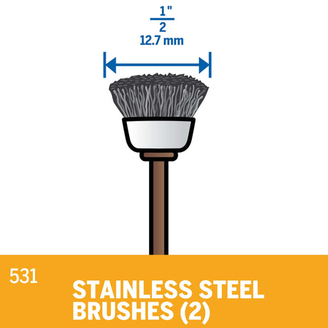 Dremel Stainless Steel Brush 12.7mm (531-2) - 2 Pack - Hobbytech Toys