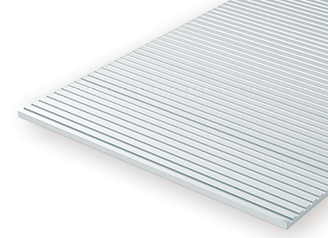 Evergreen 4067 Styrene Car Siding Sheet O 1.69mm Spacing - 1.0x150x300mm / .040x6x12" (1pc) - Hobbytech Toys