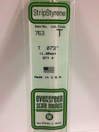 Evergreen 763 Styrene 14" T Profile 1.85mm / .073" (4pcs) - Hobbytech Toys