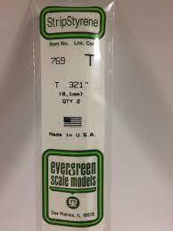 Evergreen 768 Styrene 14" T Profile 8.1mm / .321" (2pcs) - Hobbytech Toys