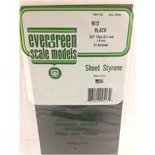 Evergreen 9513 Black Stryene Sheet 0.5Mm 3Pcs - Hobbytech Toys