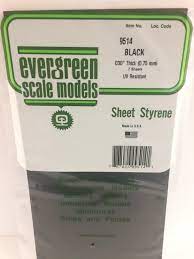 Evergreen Black Styrene Sheets .03X6X12 (0.75Mm) (2) - Hobbytech Toys