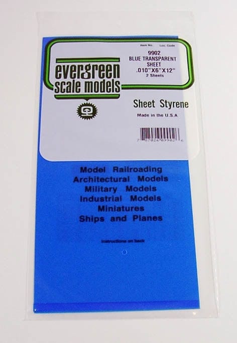 Evergreen Blue Transparent Sheet .01X6X12 (2) Evergreen Styrene SUPPLIES